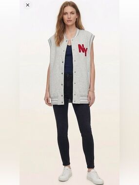 New Grey Oversized Varsity Vest